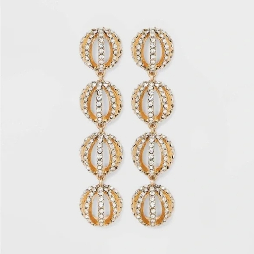 Sugarfix by BaubleBar Gold Drop Earrings with Crystal-Studded Sphere Links